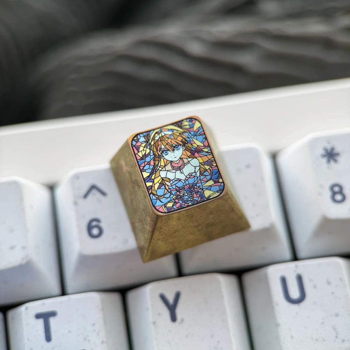 Rei Ayanami detailed on Evangelion artisan keycap