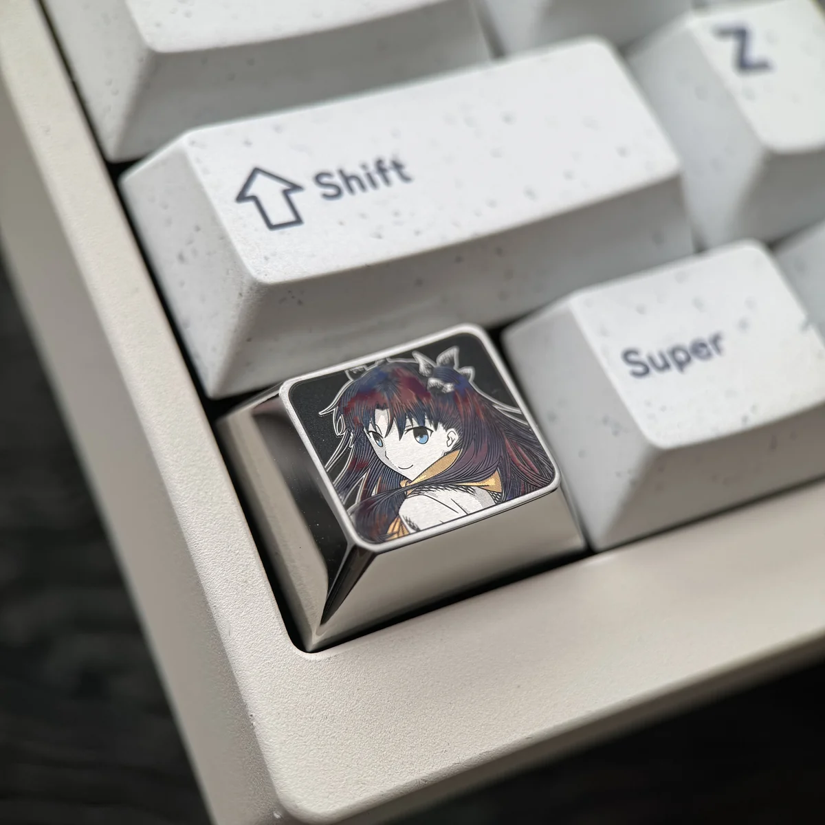 Side view of premium titanium keycap with OEM profile