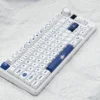 Sea Moon PBT Keycap Set on mechanical keyboard, ethereal blue theme