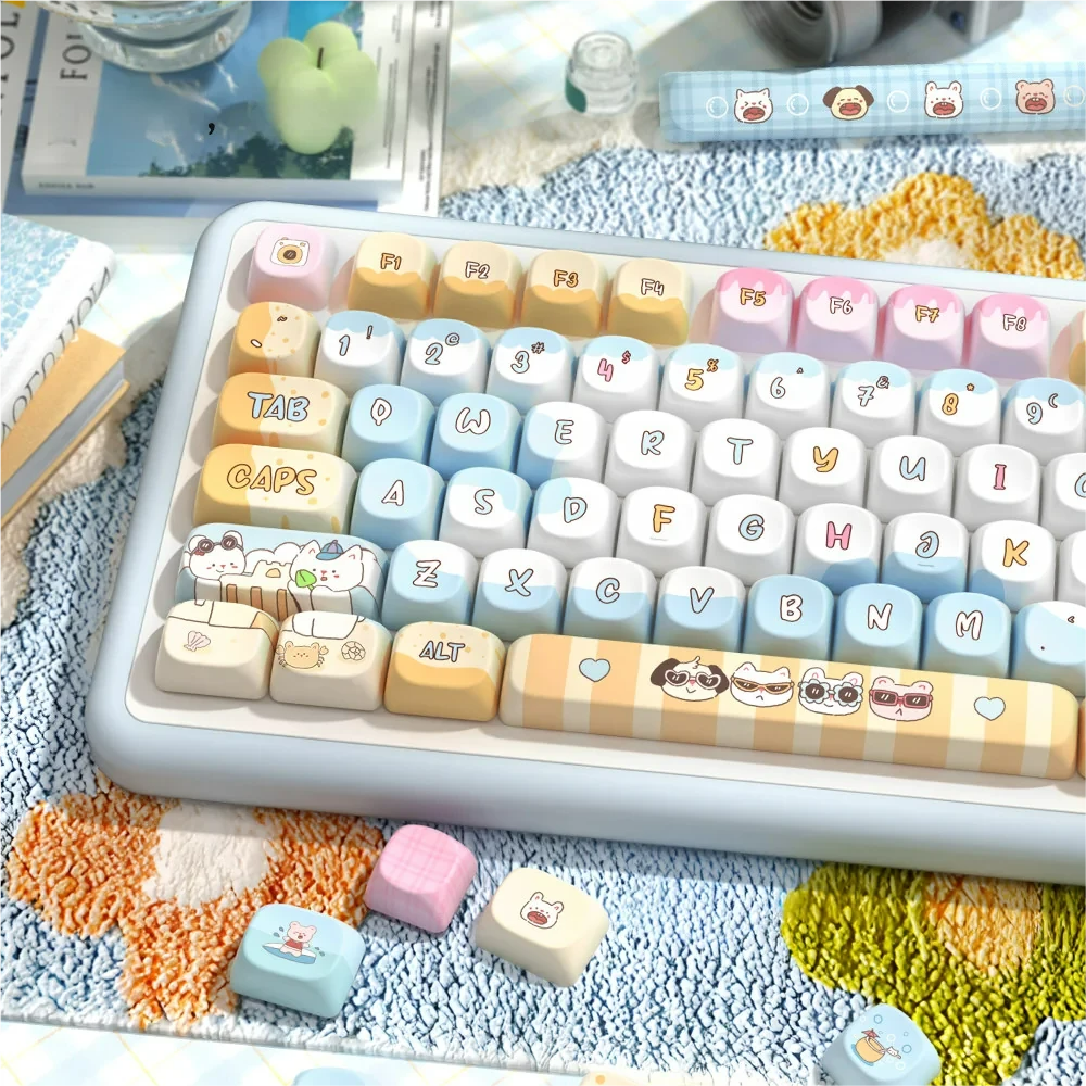Seaside MCA Keycap Set Immersive Seaside Theme installed on a mechanical keyboard setup