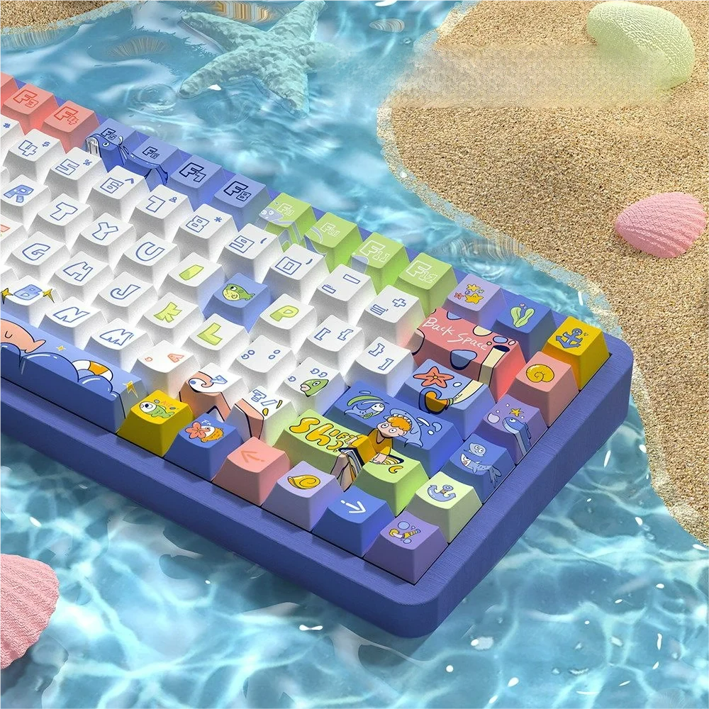 Layout diagram illustrating all 158 keys included in the Serene Ocean Keycap Set for compatibility reference