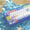 Serene Ocean Keycap Set mounted on a mechanical keyboard, highlighting the tranquil blue and white aesthetic