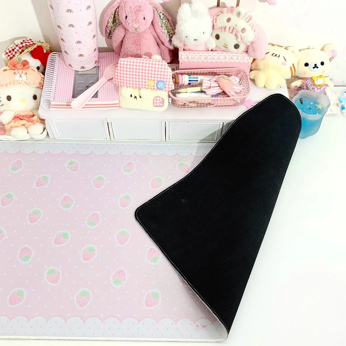 Side view of Strawberry Desk Mat