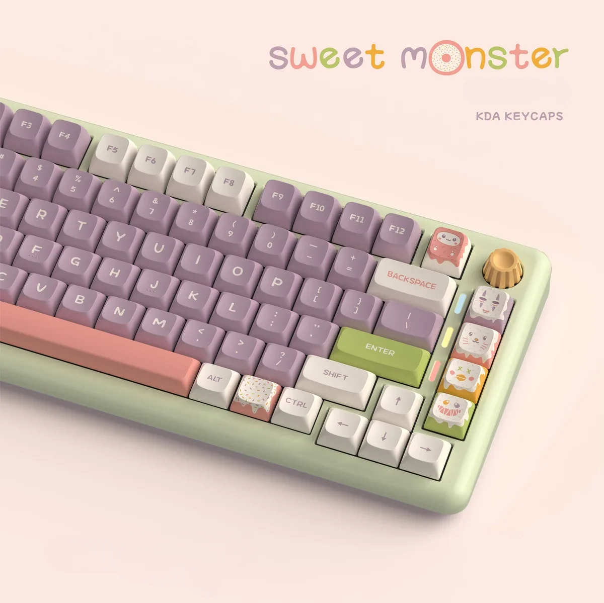 Sweet Monster KDA PBT Keycap Set showcasing the comfortable KDA profile