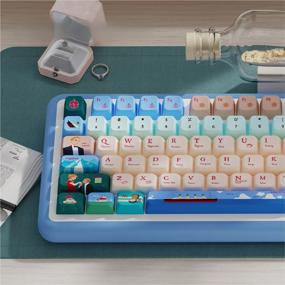 Detailed shot of a single Titanic themed keycap, showing texture and legend clarity.