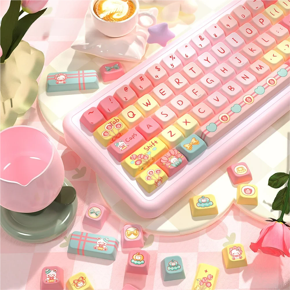 Side view of MDA profile keycaps, highlighting their ergonomic shape and medium height.