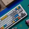 Win 1998 PBT Keycap Set on a mechanical keyboard, showcasing retro pixel art design