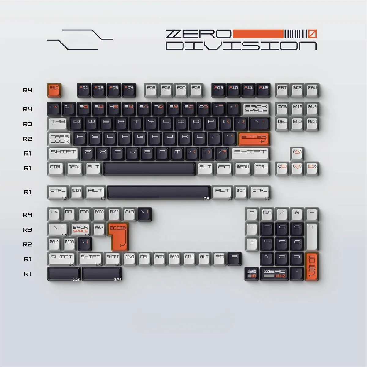 Zero Division OEM Keycap Unique abstract design installed on a mechanical keyboard setup