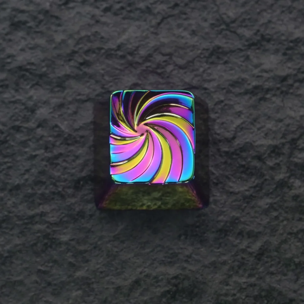 Artisan keycap on a keyboard, emphasizing its premium texture and craftsmanship