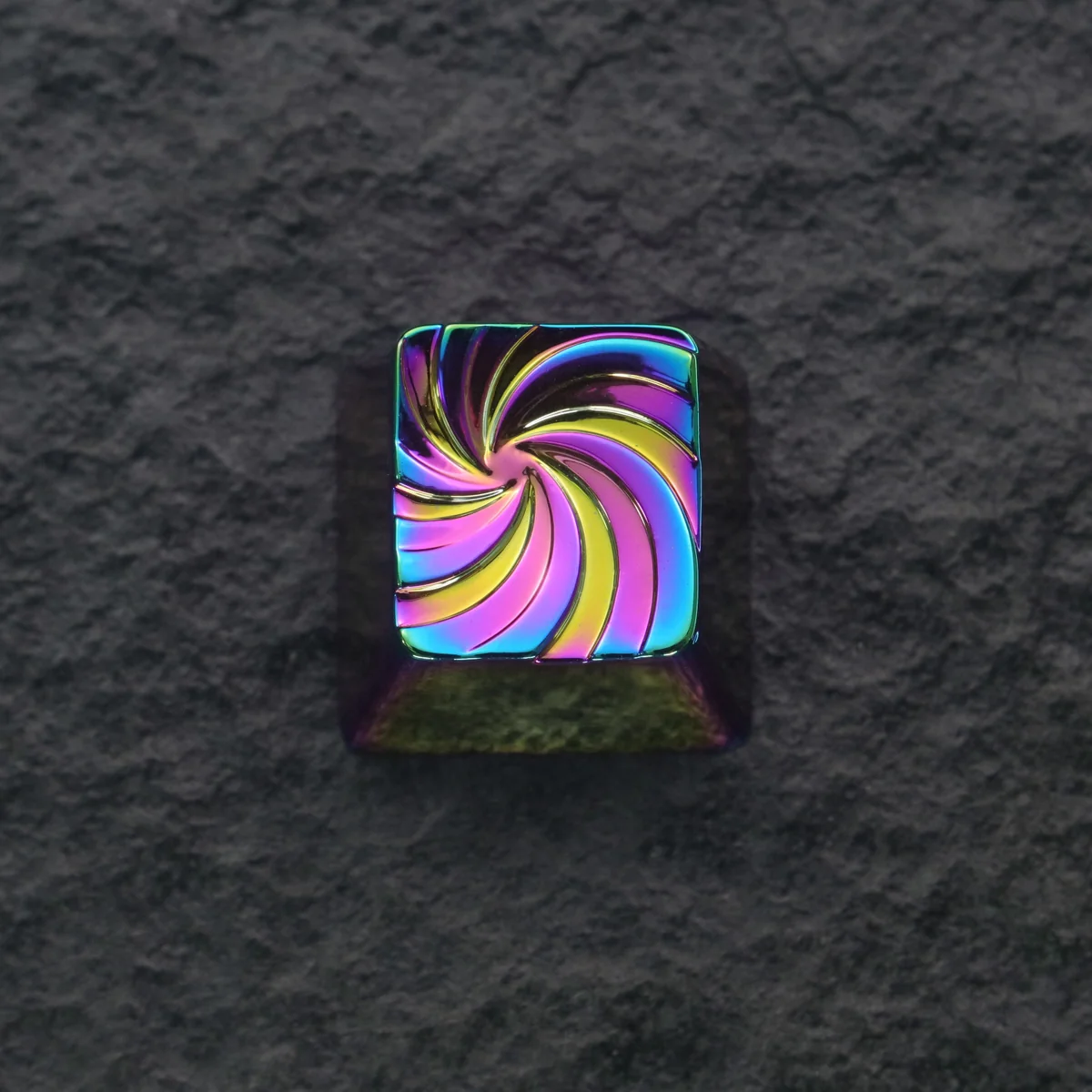 Artisan keycap on a keyboard, emphasizing its premium texture and craftsmanship