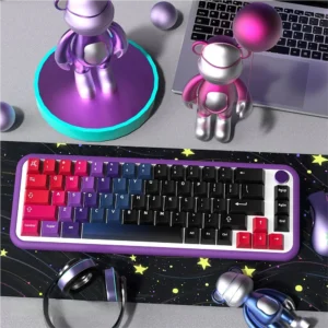 Full Aurora Borealis PBT Keycap Set on mechanical keyboard, vibrant gradients