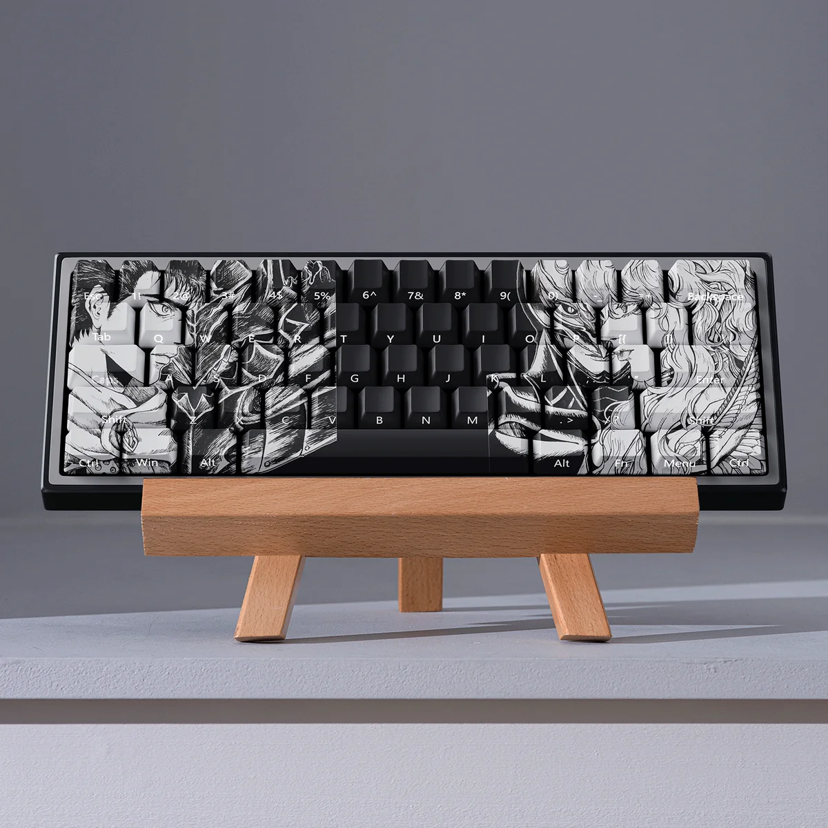 Detailed shot of a specific Berserk character keycap from the set