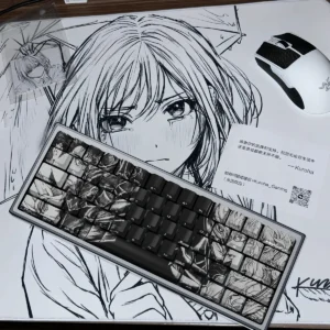 Berserk PBT Keycap Set featuring Guts on a mechanical keyboard with side-lit legends
