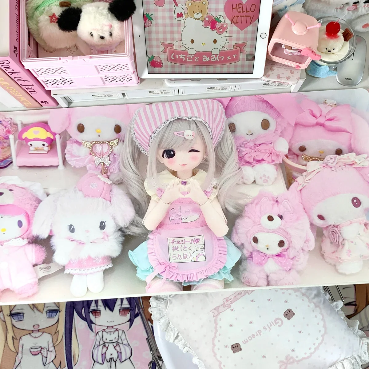 BJD Doll Desk Mat spread out, demonstrating comprehensive layout compatibility