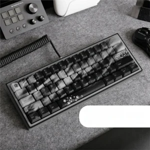 Black Sakura PBT Keycap Set on mechanical keyboard