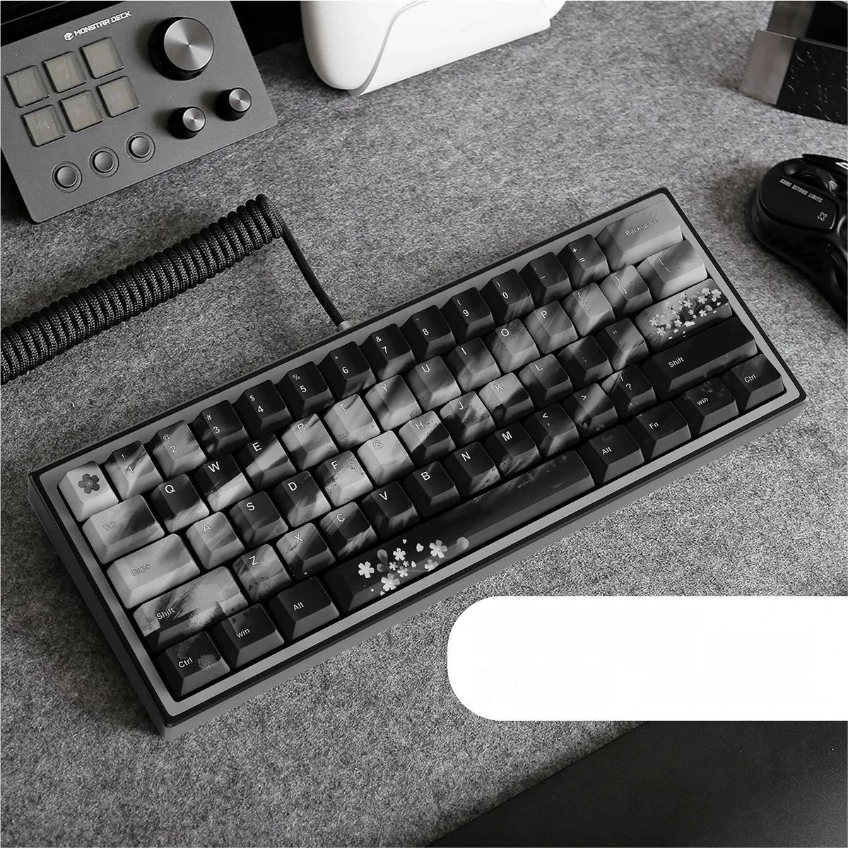 Black Sakura Pbt Keycap Set Full View product image