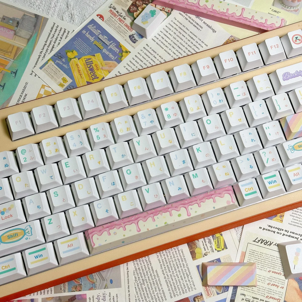 Side profile view of Candy Cherry Profile Keycaps, demonstrating ergonomic shape