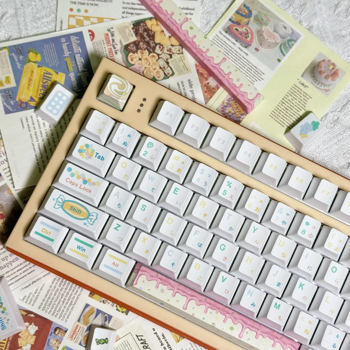 Top-down view of the Candy Keycap Set layout, highlighting keycap legends and arrangement