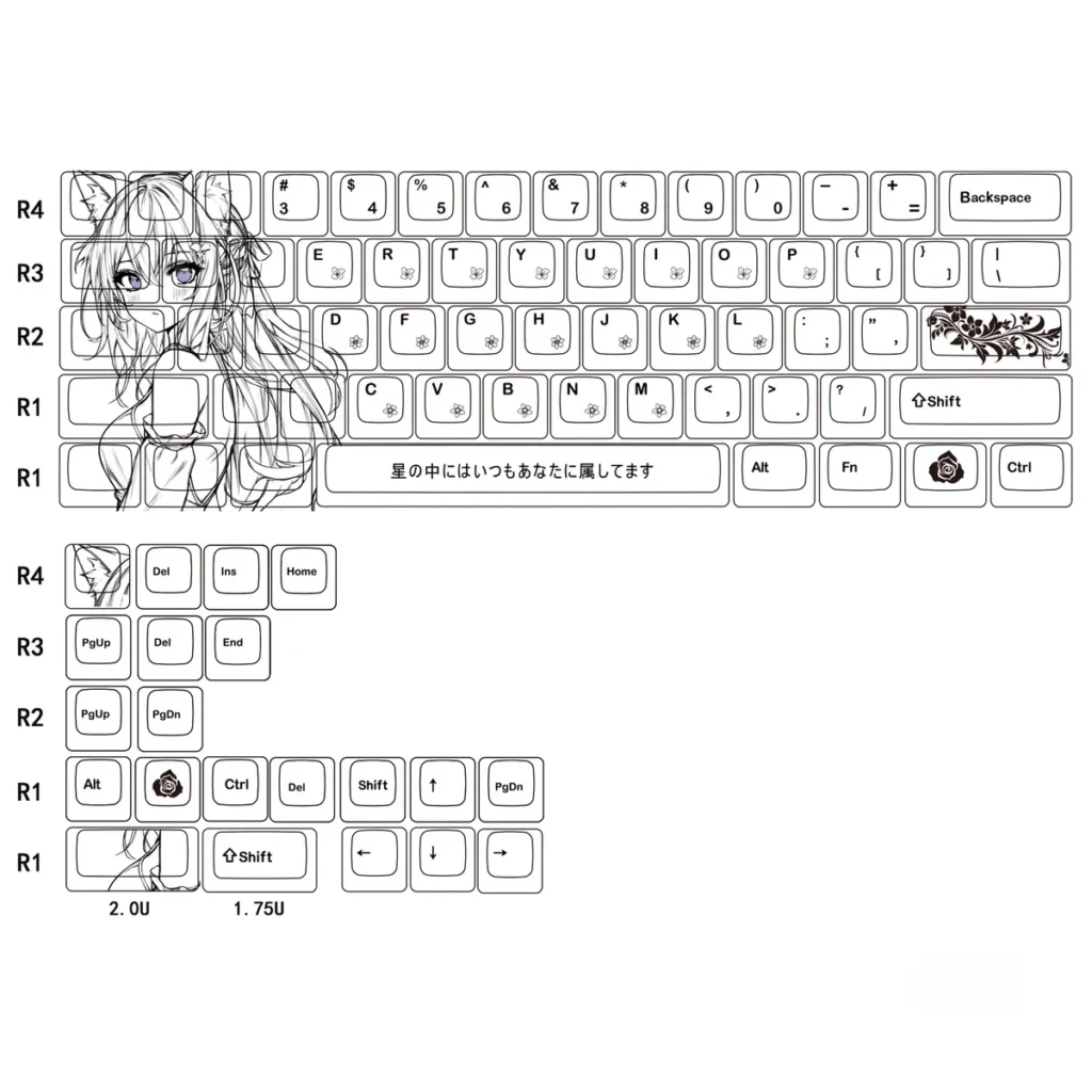Vibrant Cat Ear Girl PBT keycap set on mechanical keyboard
