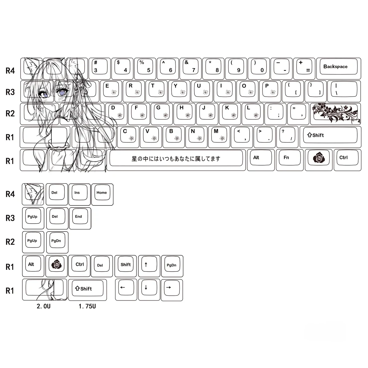 Cat Ear Girl Anime Pbt Keycap Set product image
