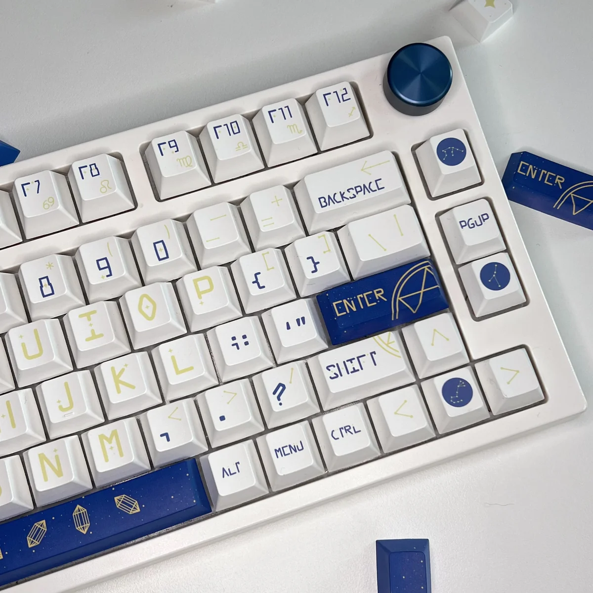 Assortment of Celestial Constellation keycaps showcasing various astrological symbols
