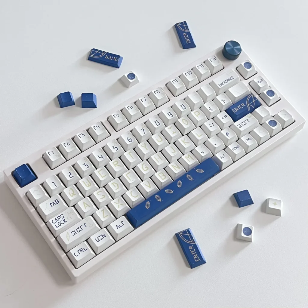 Full Celestial Constellation PBT Keycap Set with Cherry profile on a mechanical keyboard
