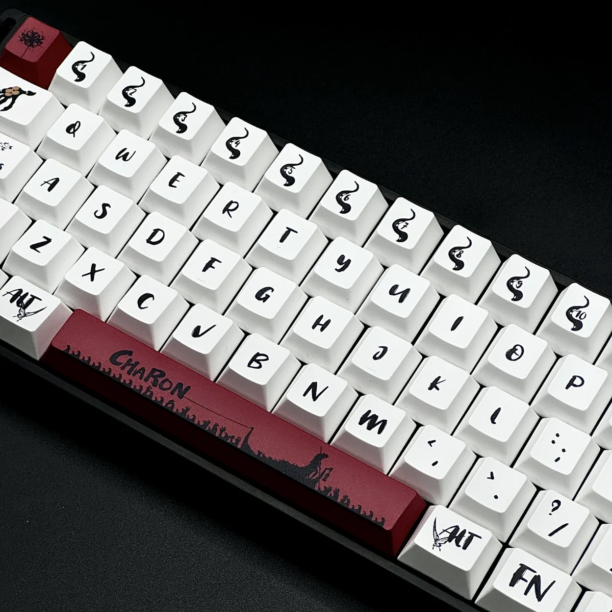Side profile of Charon Mythological Cherry Keycap Exclusive showing keycap set shape and fit