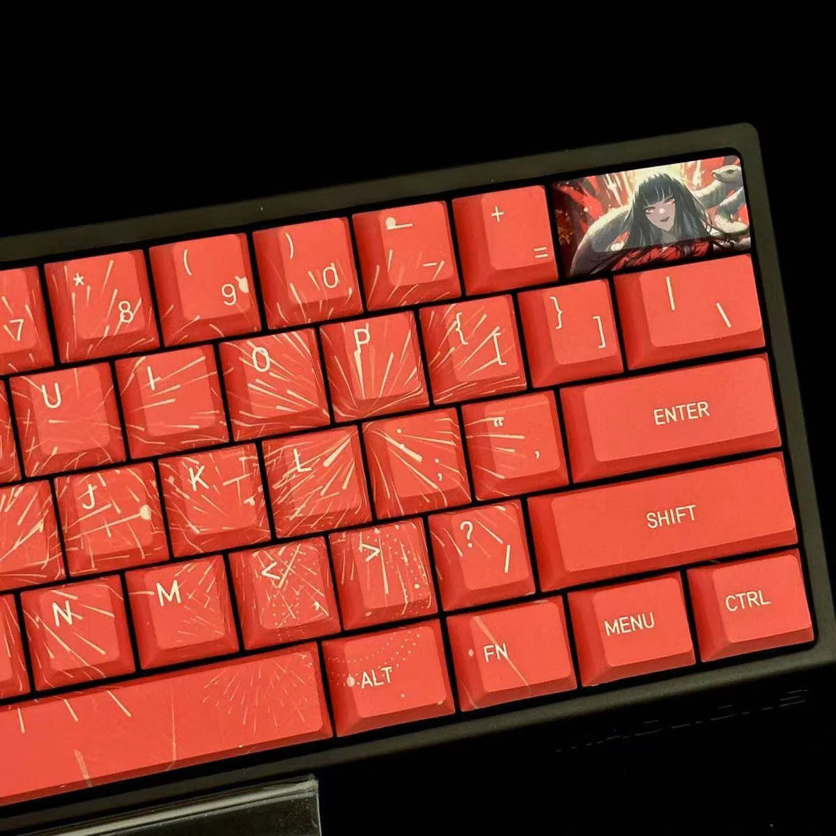 Side profile of Cherry profile keycaps from the Snake Woman set, highlighting sculpt