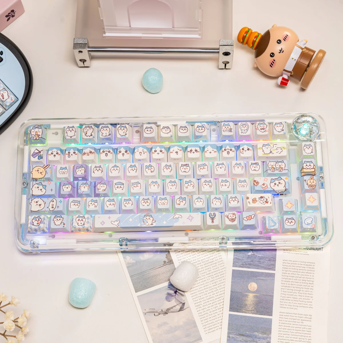 Full layout view of the Chiikawa Hachiware MOA profile keycap set