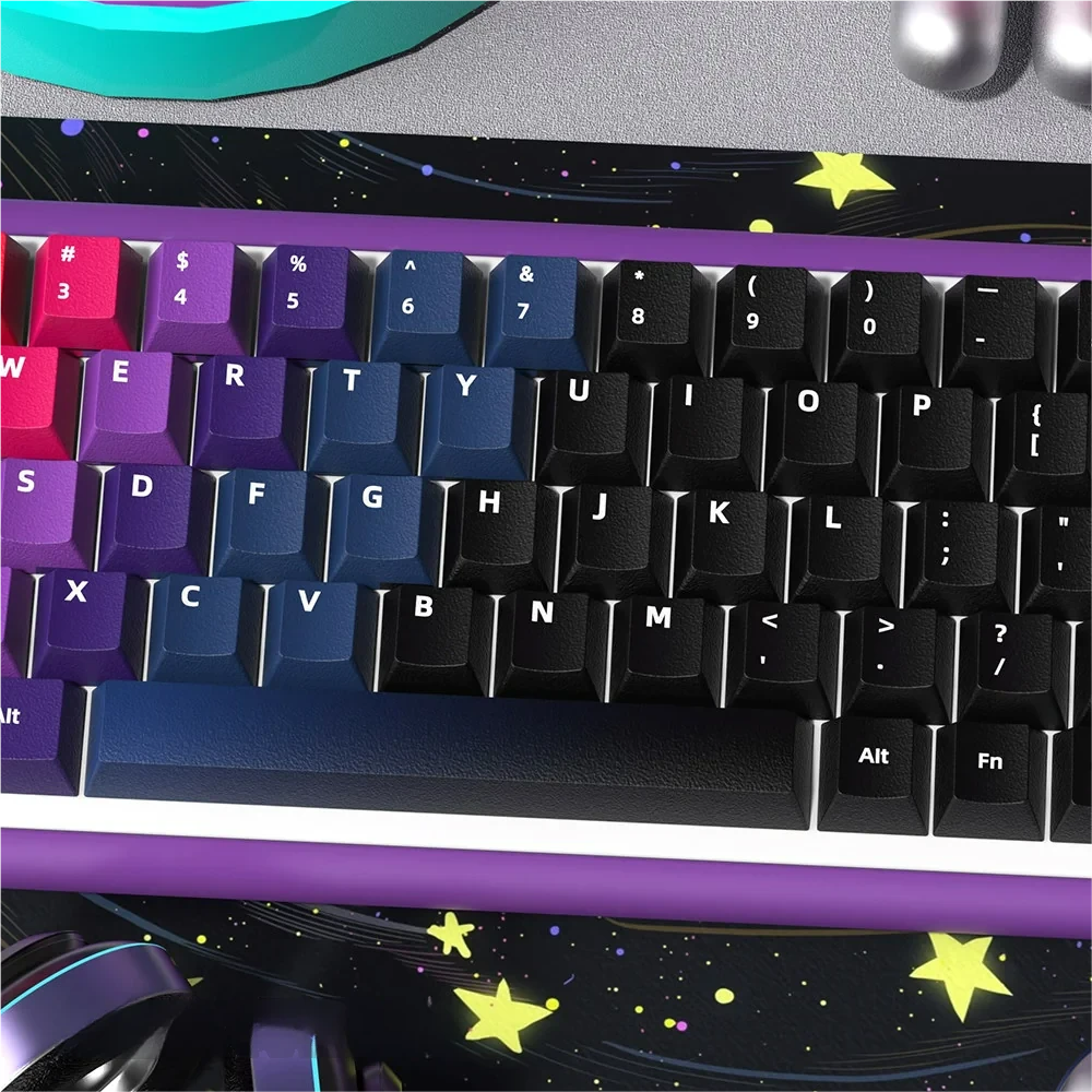 Macro shot of a single Aurora keycap, showcasing PBT texture and gradient detail