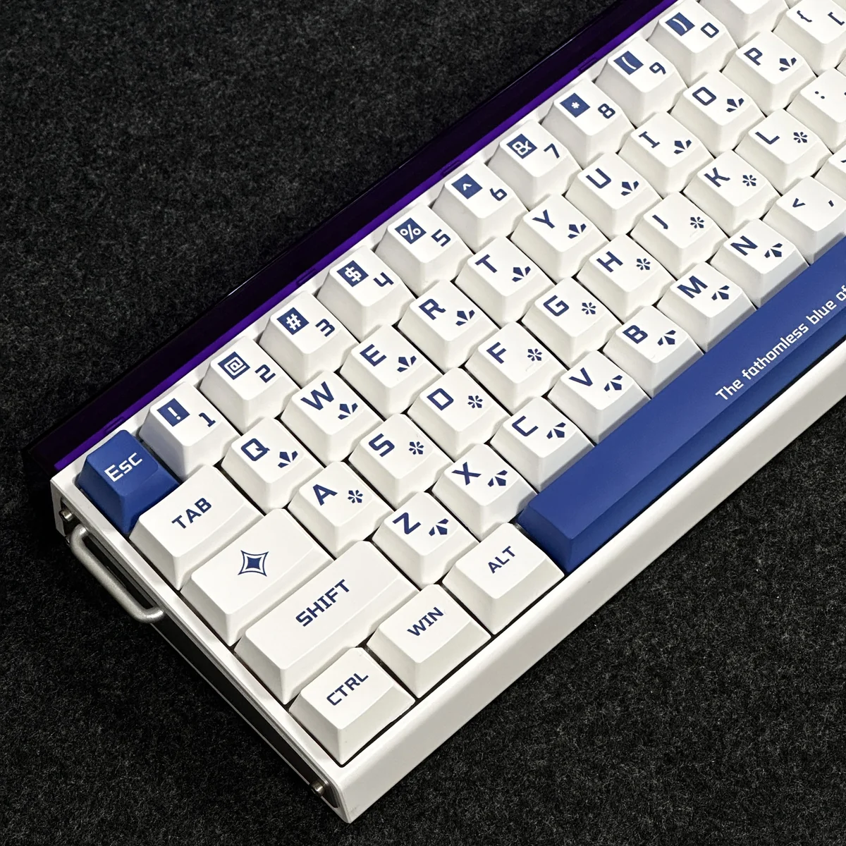 Close-up of Dazzling Diamond PBT keycaps showcasing the crystalline patterns