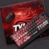 Backlit keyboard with CS:GO TYLOO keycaps, showing legend clarity (note: opaque PBT)