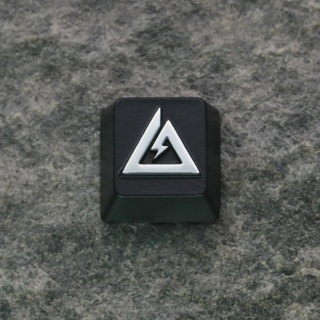 Textured view of Delta Force keycap, highlighting the forged zinc-aluminum alloy material