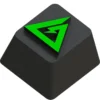 Close-up of silver Delta Force keycap showing engraved tactical logo and polished finish