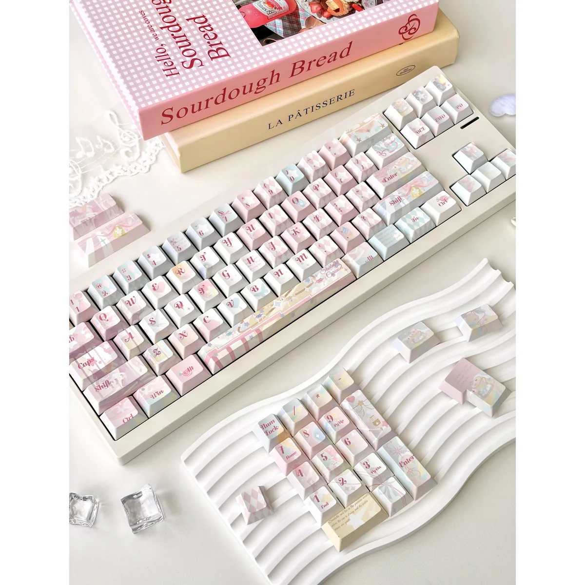 Full layout of Dreamy Girl Keycap Set, 134 keys, organized for custom keyboard build