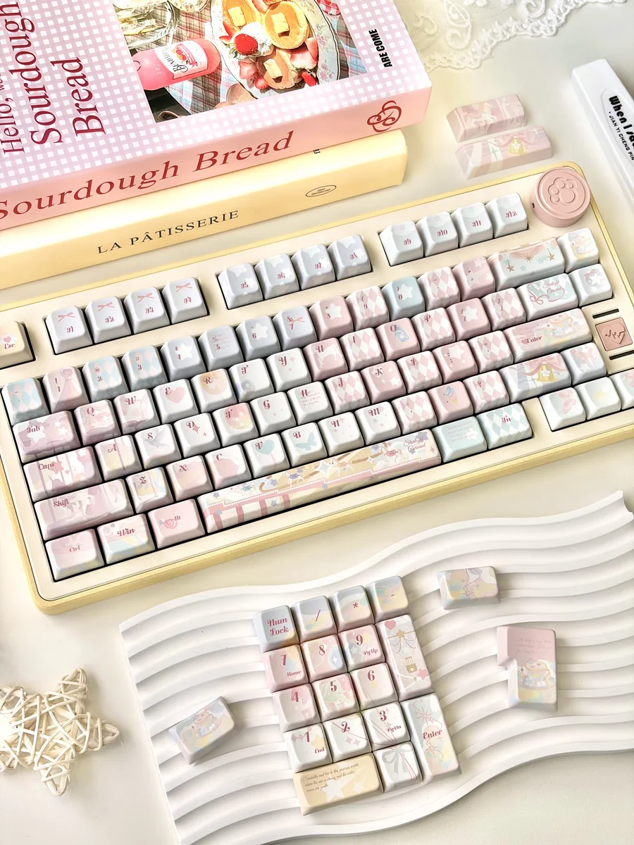 Texture detail of PBT material on Dreamy Girl keycaps, anti-shine finish