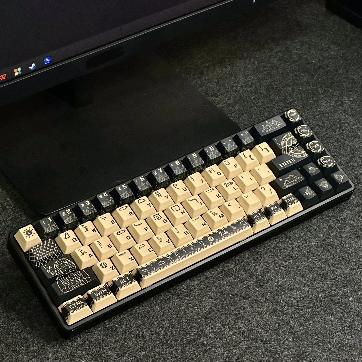 Close-up of Egyptian Pharaoh Cherry Keycap Durable PBT highlighting details and finish