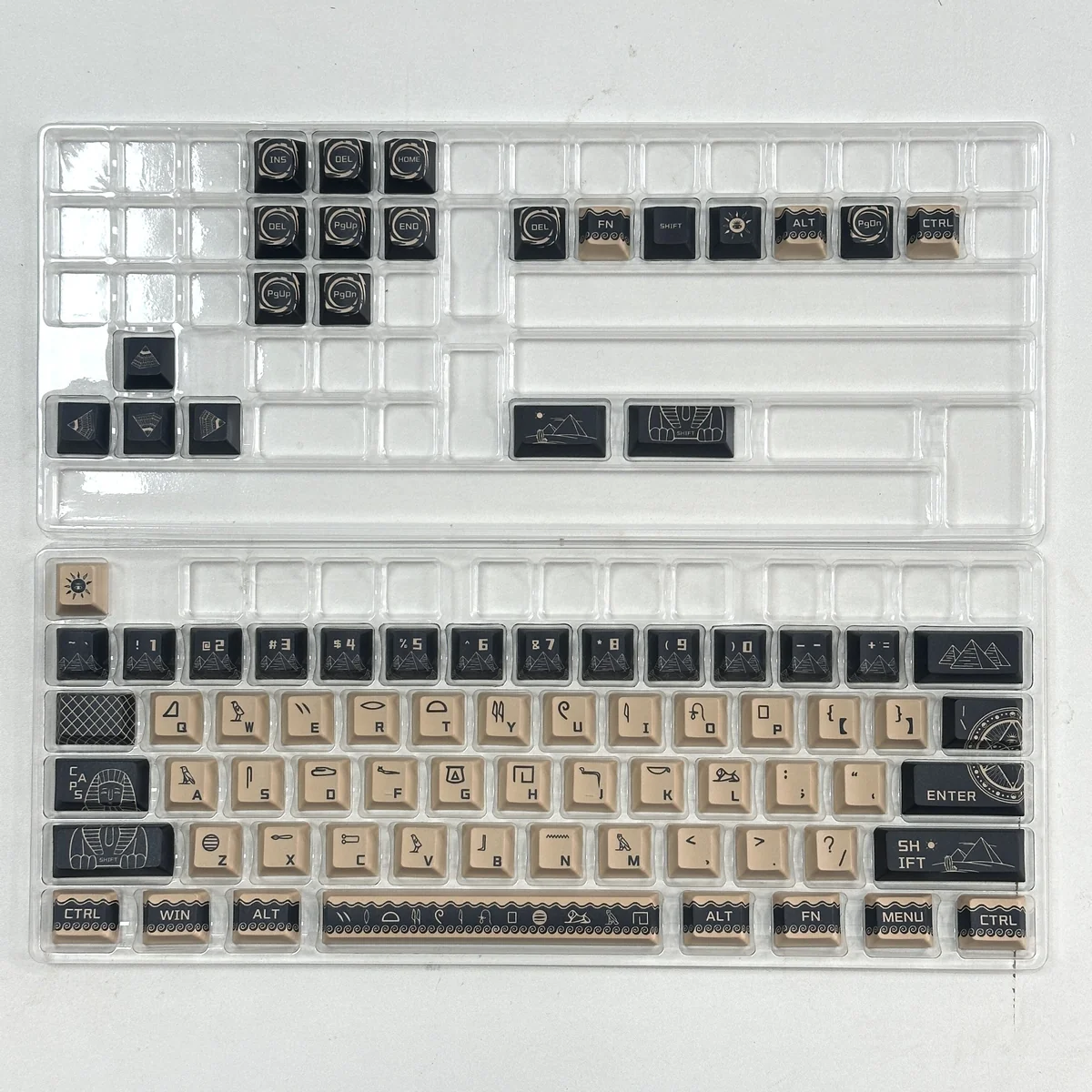 Angle view of Egyptian Pharaoh Cherry Keycap Durable PBT showing color layering and layout presence