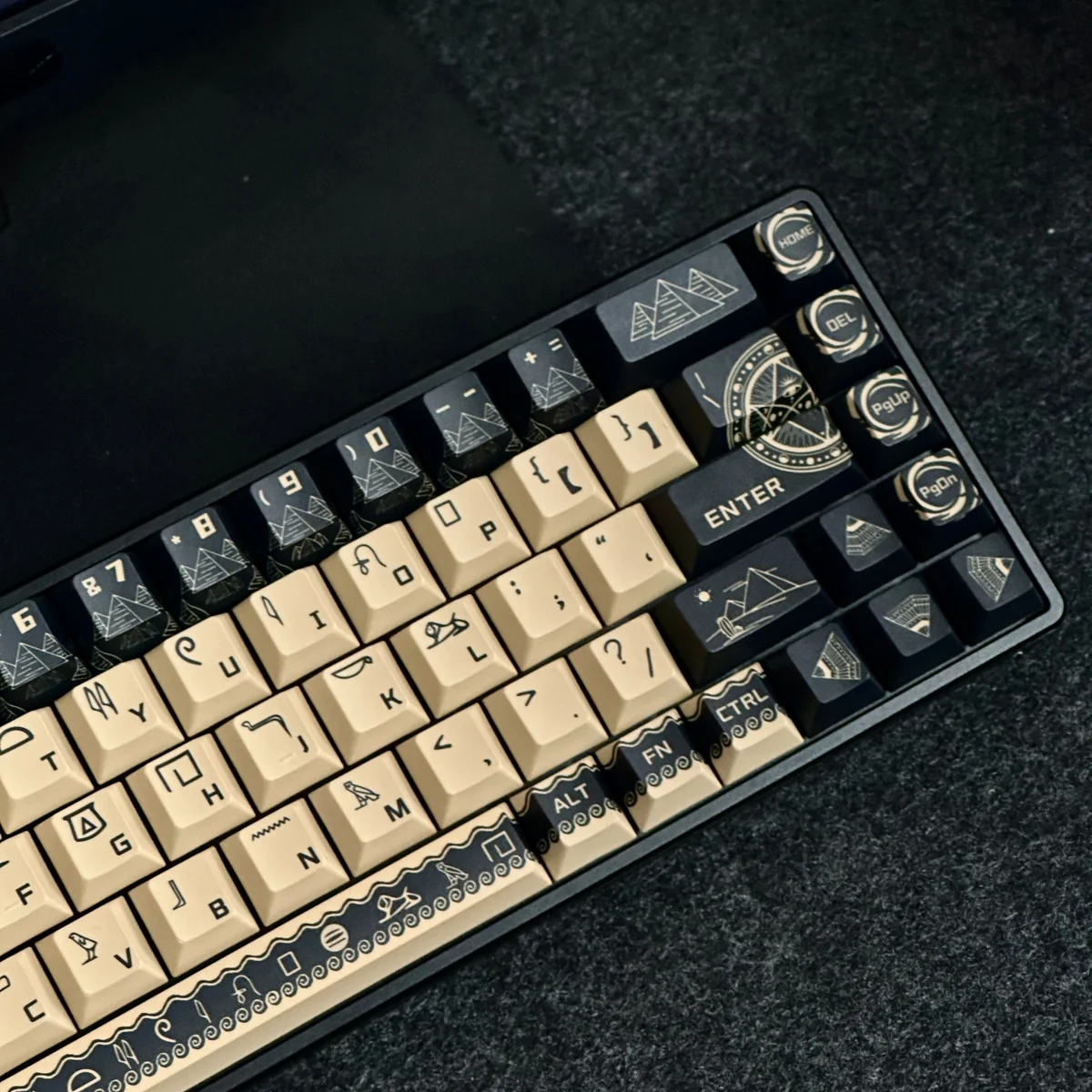 Egyptian Pharaoh Cherry Keycap Durable PBT installed on a mechanical keyboard setup