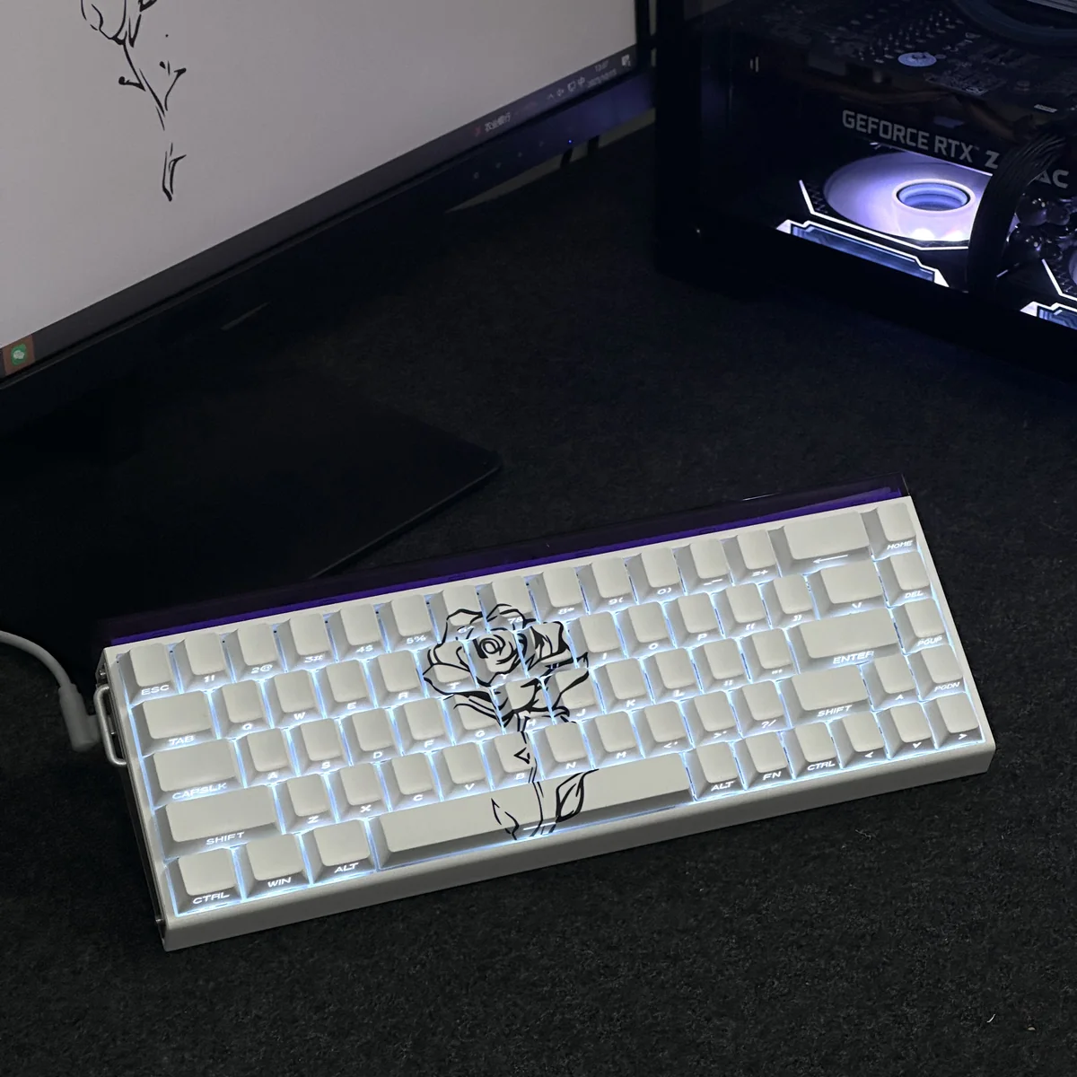 Detailed texture view of Elegant Rose Cherry Keycap Magnetic switch design and material