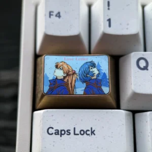Evangelion Asuka Rei titanium Tab keycap on mechanical keyboard