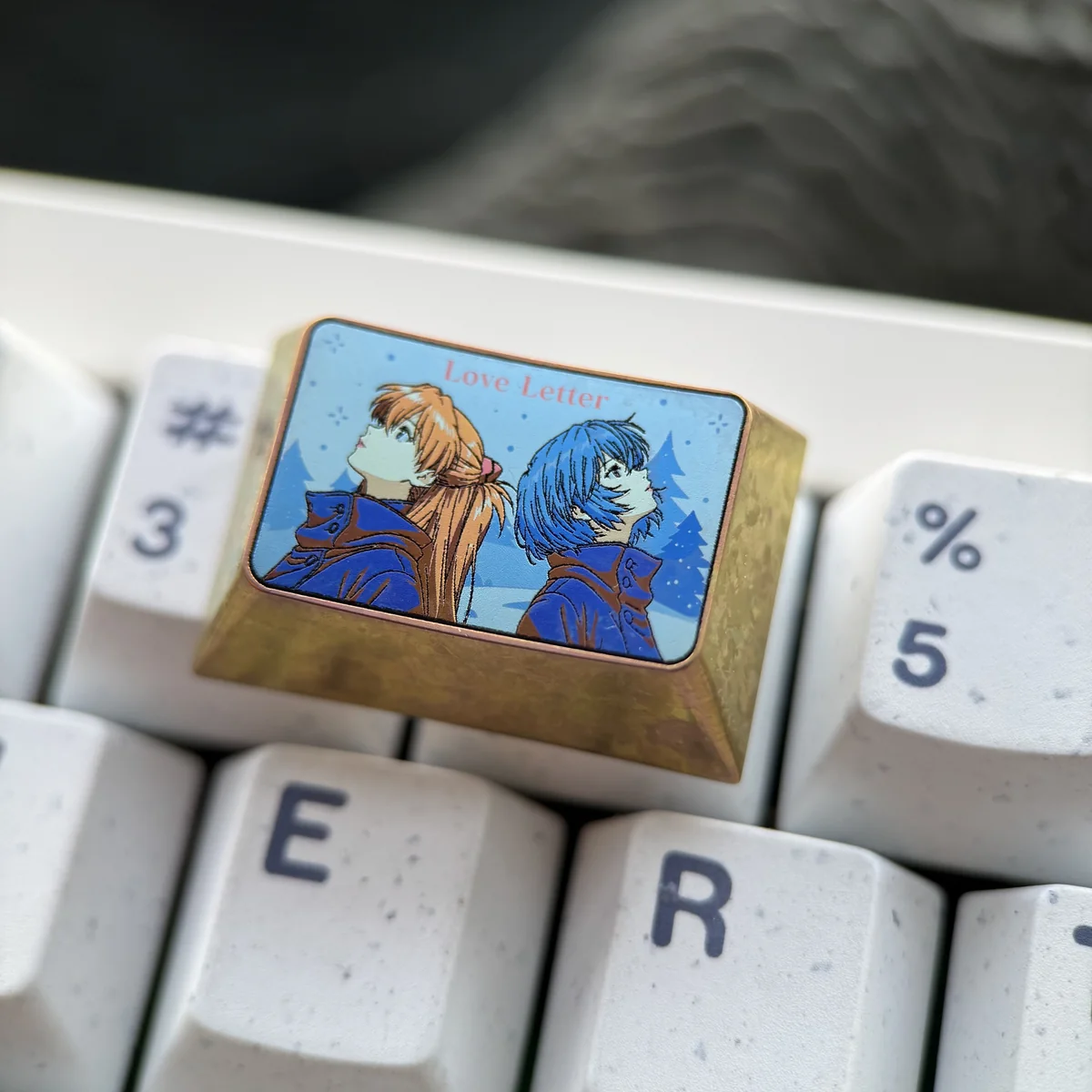 Evangelion keycap package with Asuka and Rei designs