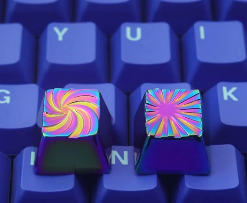 Side profile of the OEM Explosion Keycap showing sculpted detail and iridescent sheen