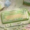 Complete Forest Fairy Tale PBT Keycap Set on a mechanical keyboard, showcasing whimsical nature-inspired designs and pastel colors.
