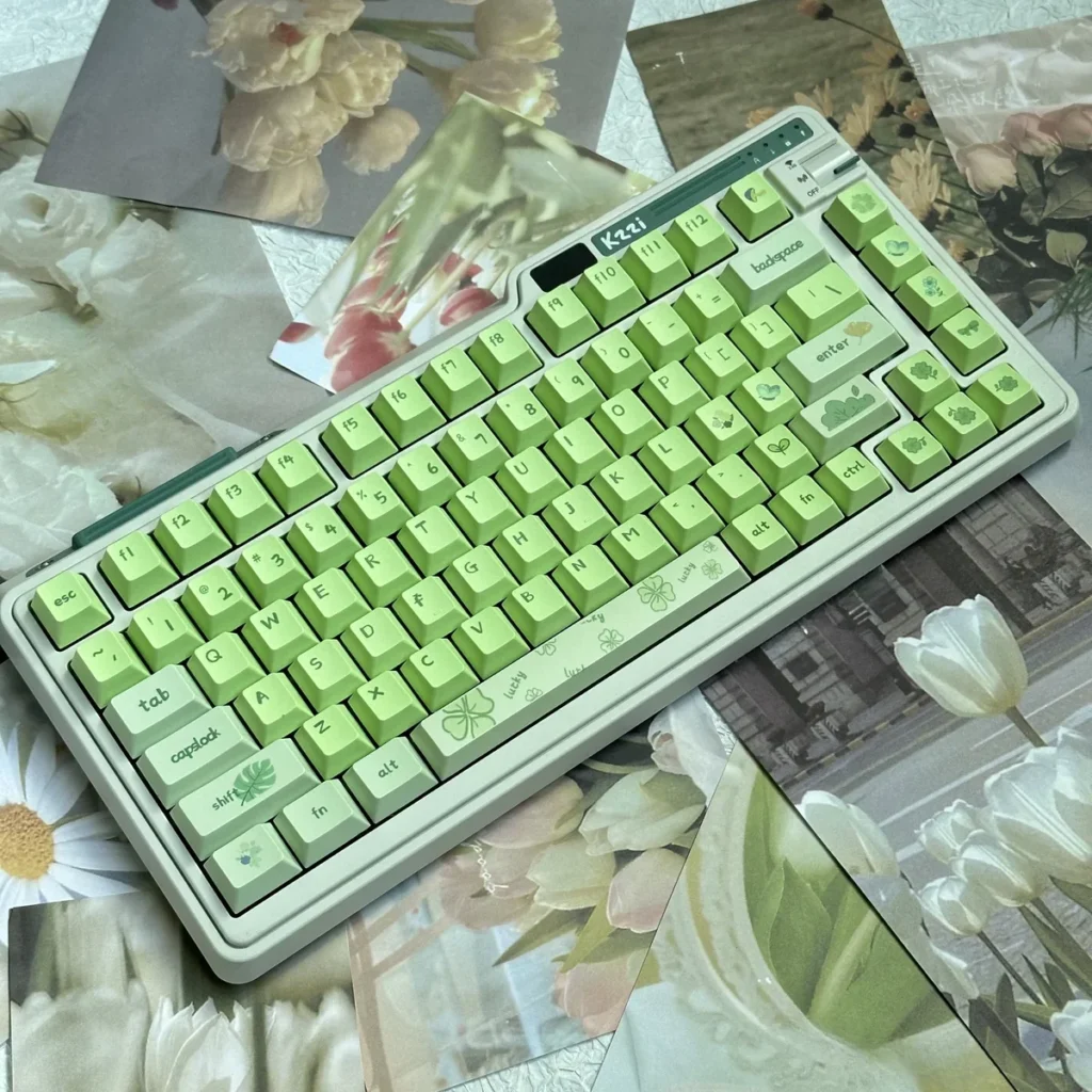 Greenery Cherry Keycap Set High-content PBT hero image featuring Greenery Keycap Set