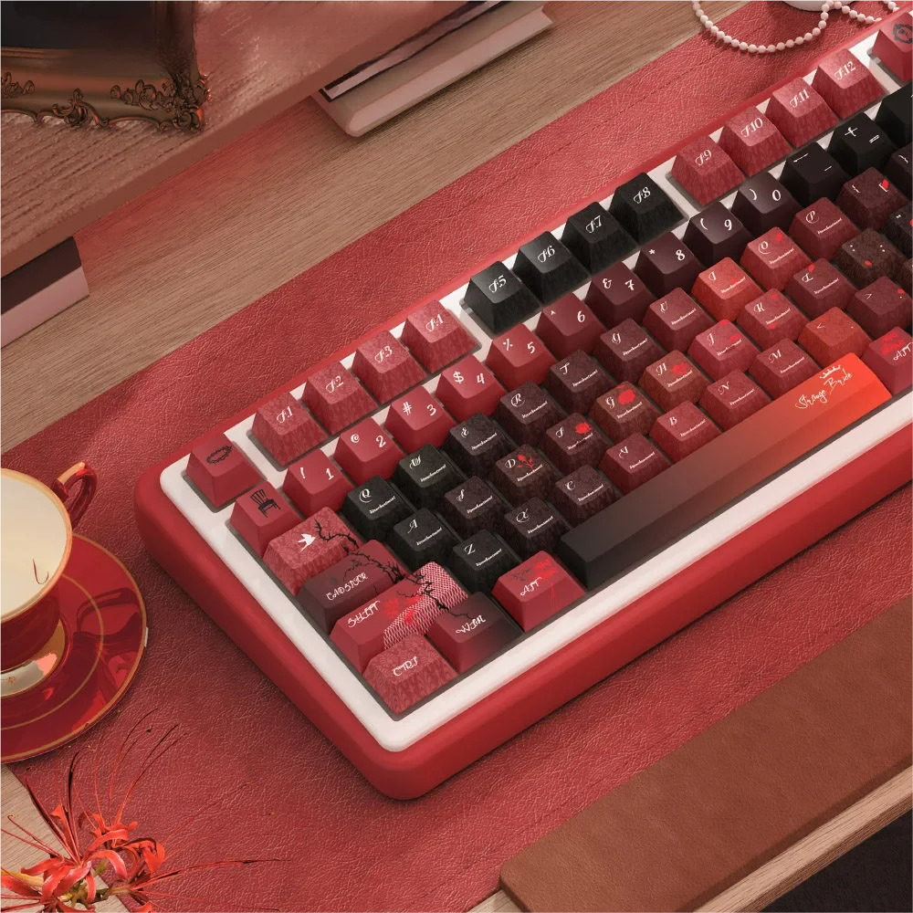 Full layout view of the 158-key Grotesque Bride PBT Dye-Sub Keycap Set, displaying all modifier and alphanumeric keys.