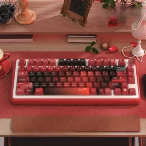 Grotesque Bride PBT Dye-Sub Keycap Set on a dark mechanical keyboard, showcasing the full layout and gothic theme.