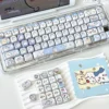 Three-sided translucent Hachiware keycap highlighting vibrant RGB light pass-through