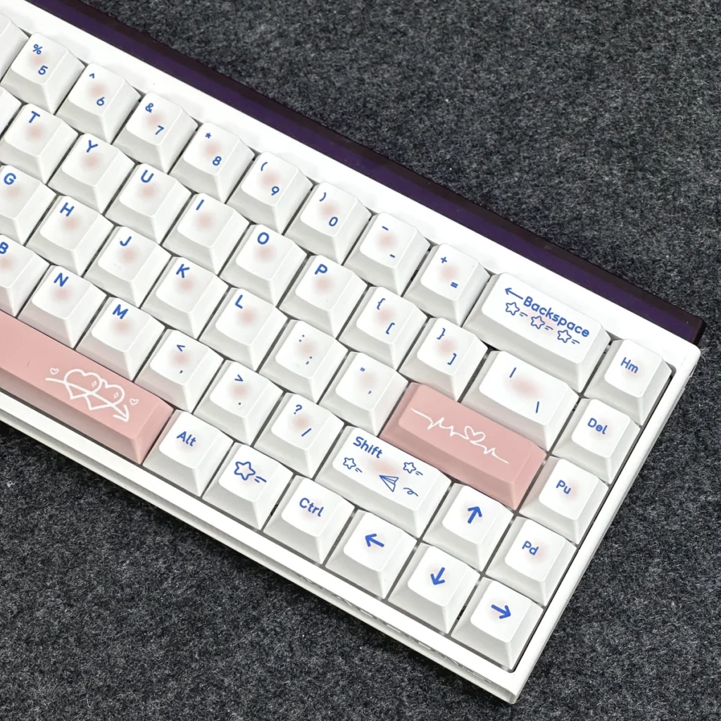 Side profile view of ergonomic Cherry profile keycaps