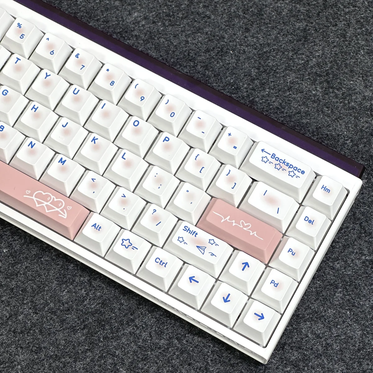 Side profile view of ergonomic Cherry profile keycaps